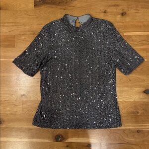 Sparkling Silver Sequin Top